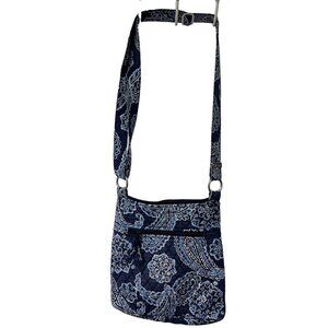 Vera Bradley Crossbody Navy BLUE BANDANA Paisley Double Zip Hipster Purse